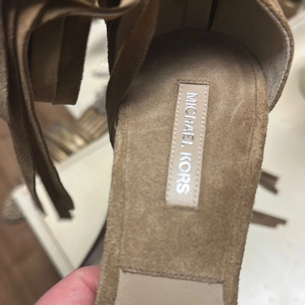 Fringe Tan Michael Kors High Heel Sandals - Picture 3 of 6